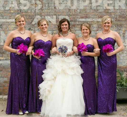 Floor-Length Bridesmaid Dresses,purple bridesmaid dress,sequin bridesmaid dress,sweetheart bridesmaid dress,BD2005