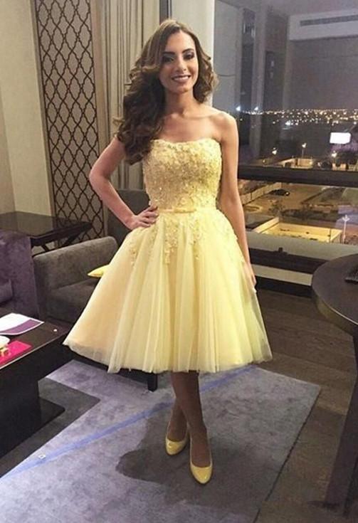 short prom dress, homecoming dress, Strapless prom dress, pretty prom dress, party dress for teens, BD87