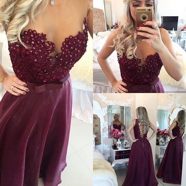 charming dark burgundy A-line organza long prom dress, PD6219