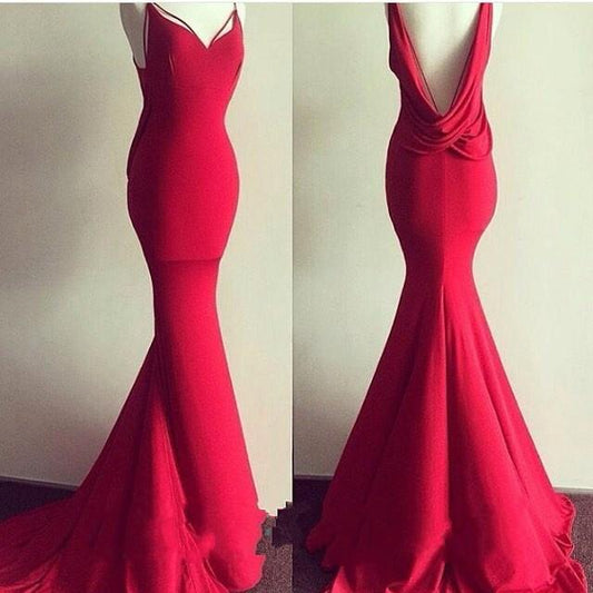 red prom dress, long prom Dress, evening dress, mermaid prom dress, formal evening dress, BD395
