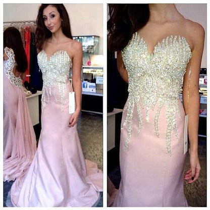 light pink sweetheart mermaid elegant long prom dress, PD28997